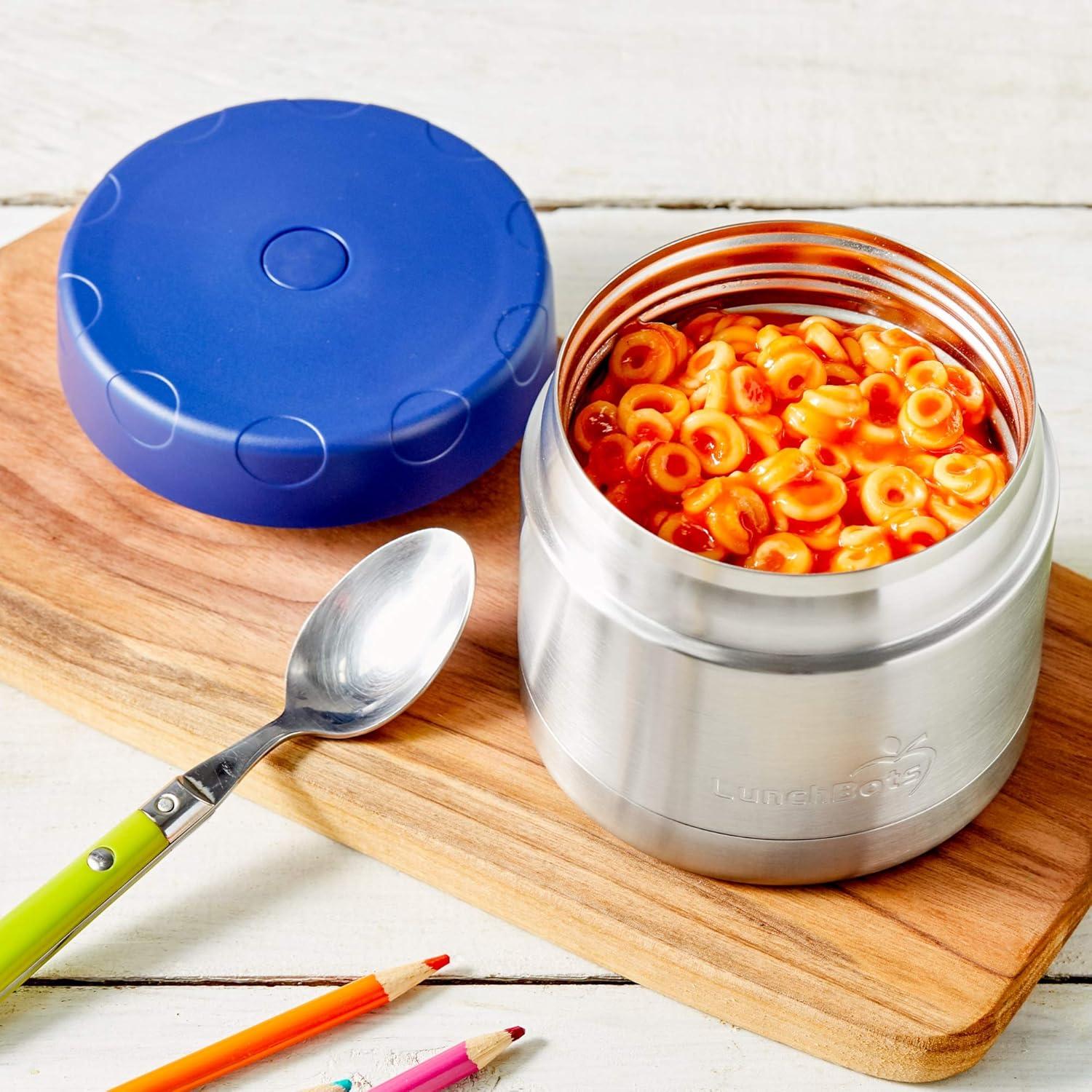 imageLunchBots 12oz Insulated Food Jar Stainless Steel Wide Mouth Container With Vented Lid Keeps Contents Hot or Cold for Hours LeakProof Portable Thermal Food Jar is Ideal for Soup Navy