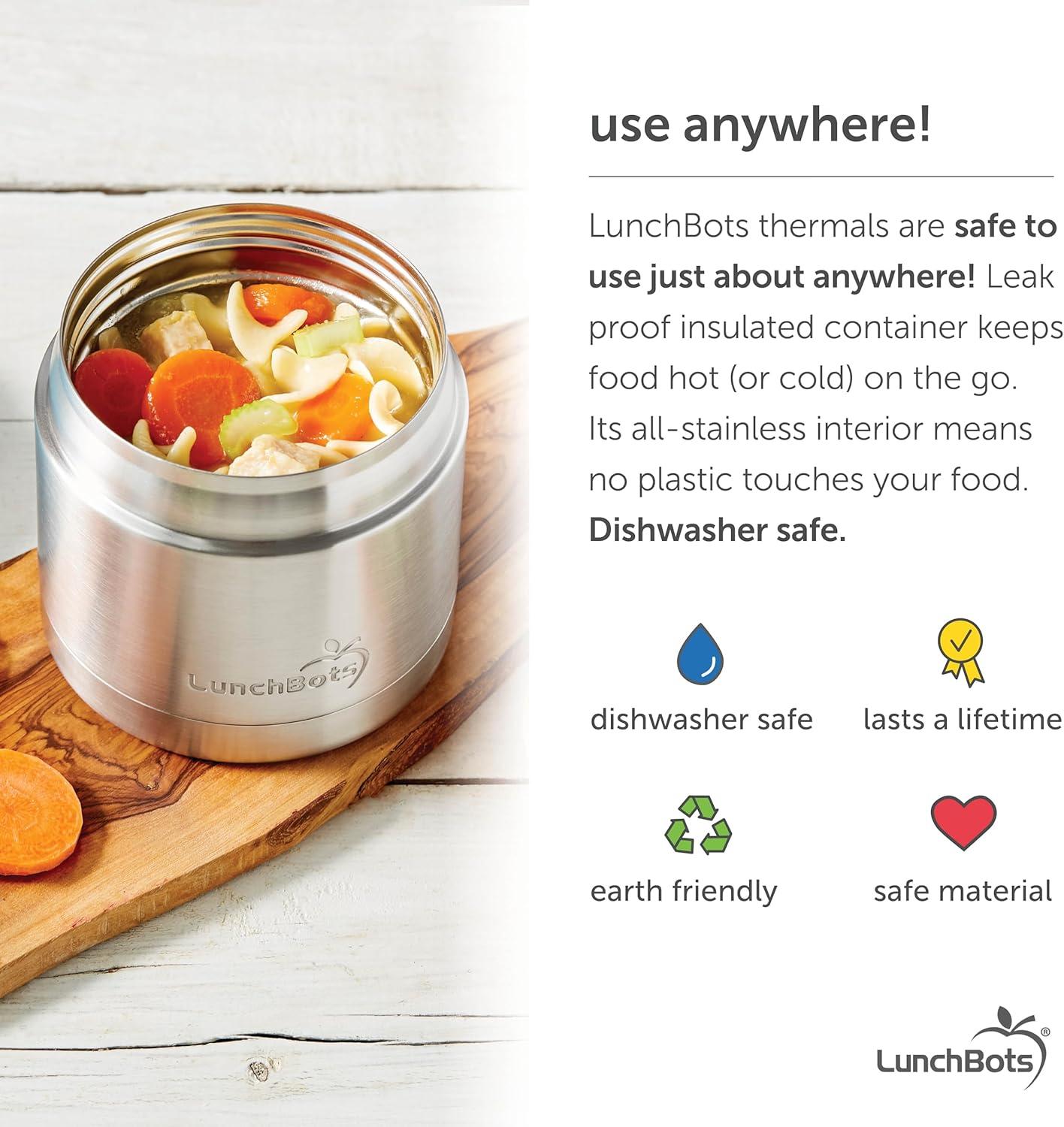 imageLunchBots 12oz Insulated Food Jar Stainless Steel Wide Mouth Container With Vented Lid Keeps Contents Hot or Cold for Hours LeakProof Portable Thermal Food Jar is Ideal for Soup Navy
