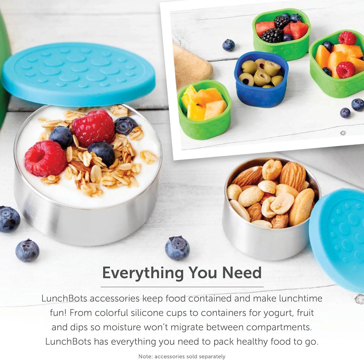imageLunchBots Large Cinco Stainless Steel Lunch Container Five Section Design Holds a Variety of Foods Metal Bento Box Dishwasher Safe Stainless LidPink Dots