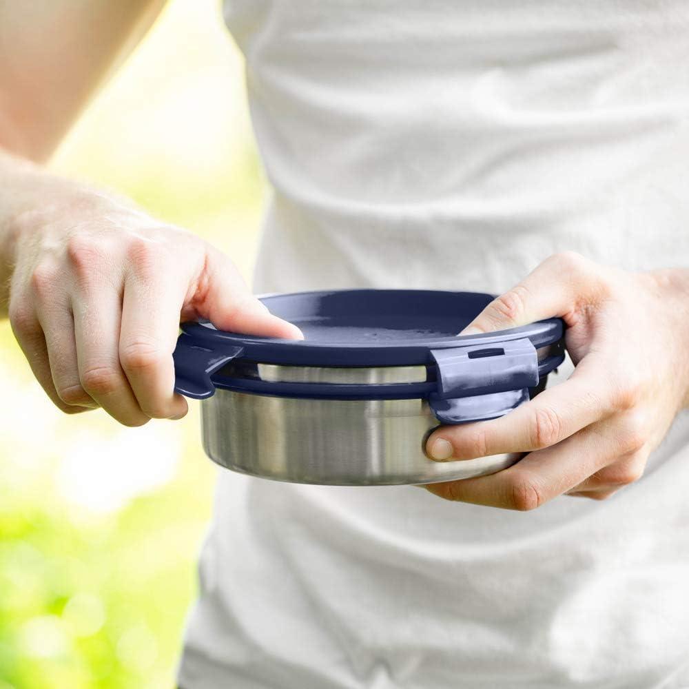 imageLunchBots Salad Bowl Lunch Container 3 Cup Leak Proof Lid Stainless Steel Inside Not Insulated BPA Free Dishwasher Safe Navy 3 cup
