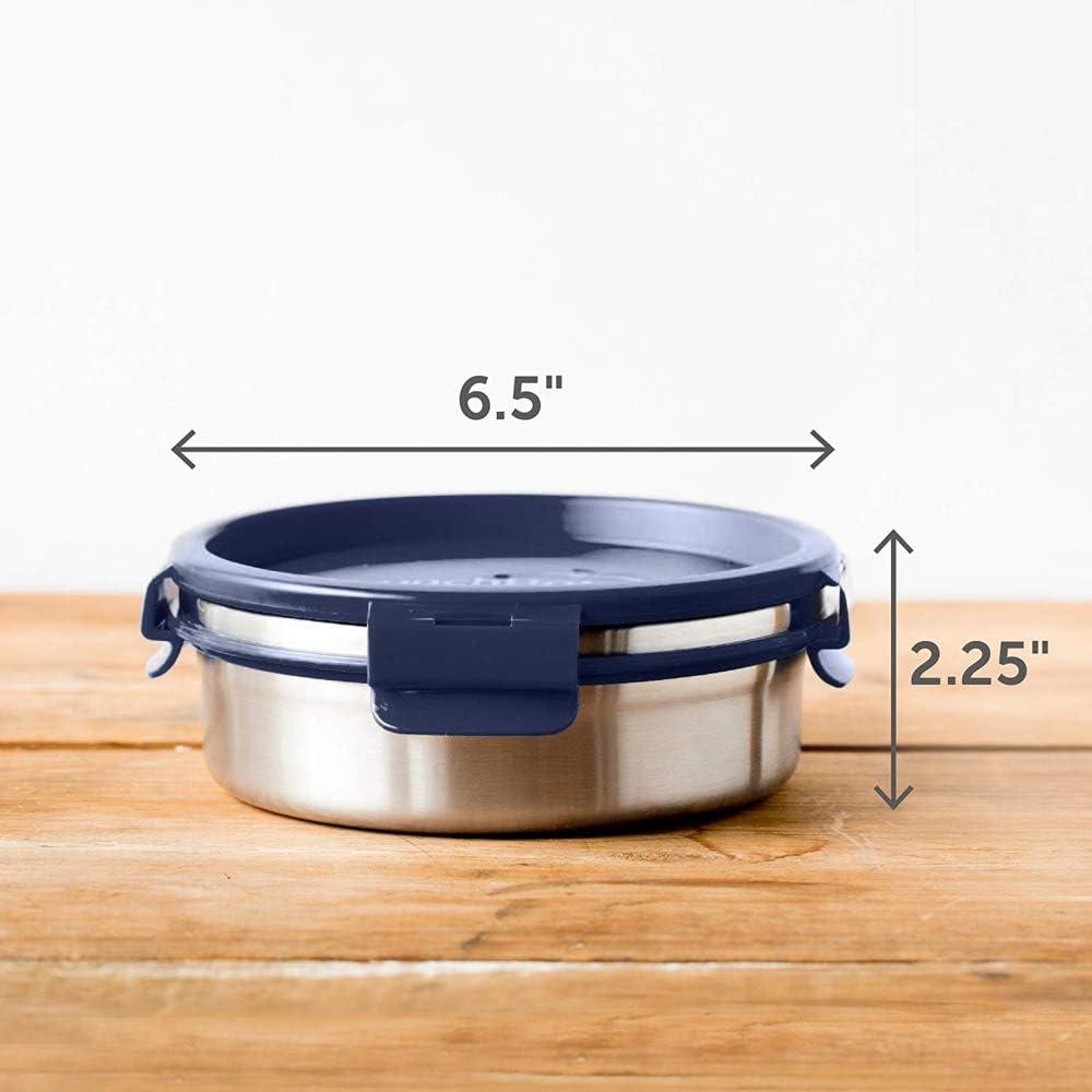 imageLunchBots Salad Bowl Lunch Container 3 Cup Leak Proof Lid Stainless Steel Inside Not Insulated BPA Free Dishwasher Safe Navy 3 cup