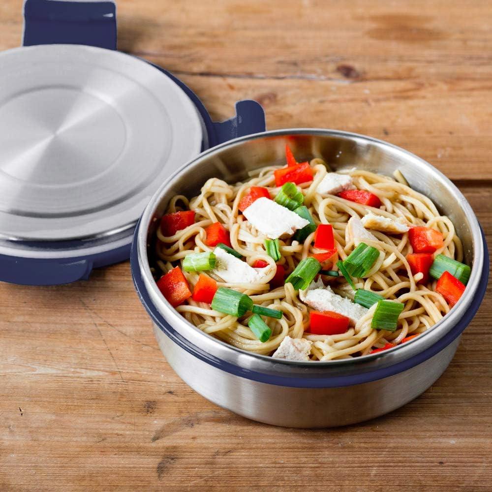 imageLunchBots Salad Bowl Lunch Container 3 Cup Leak Proof Lid Stainless Steel Inside Not Insulated BPA Free Dishwasher Safe Navy 3 cup