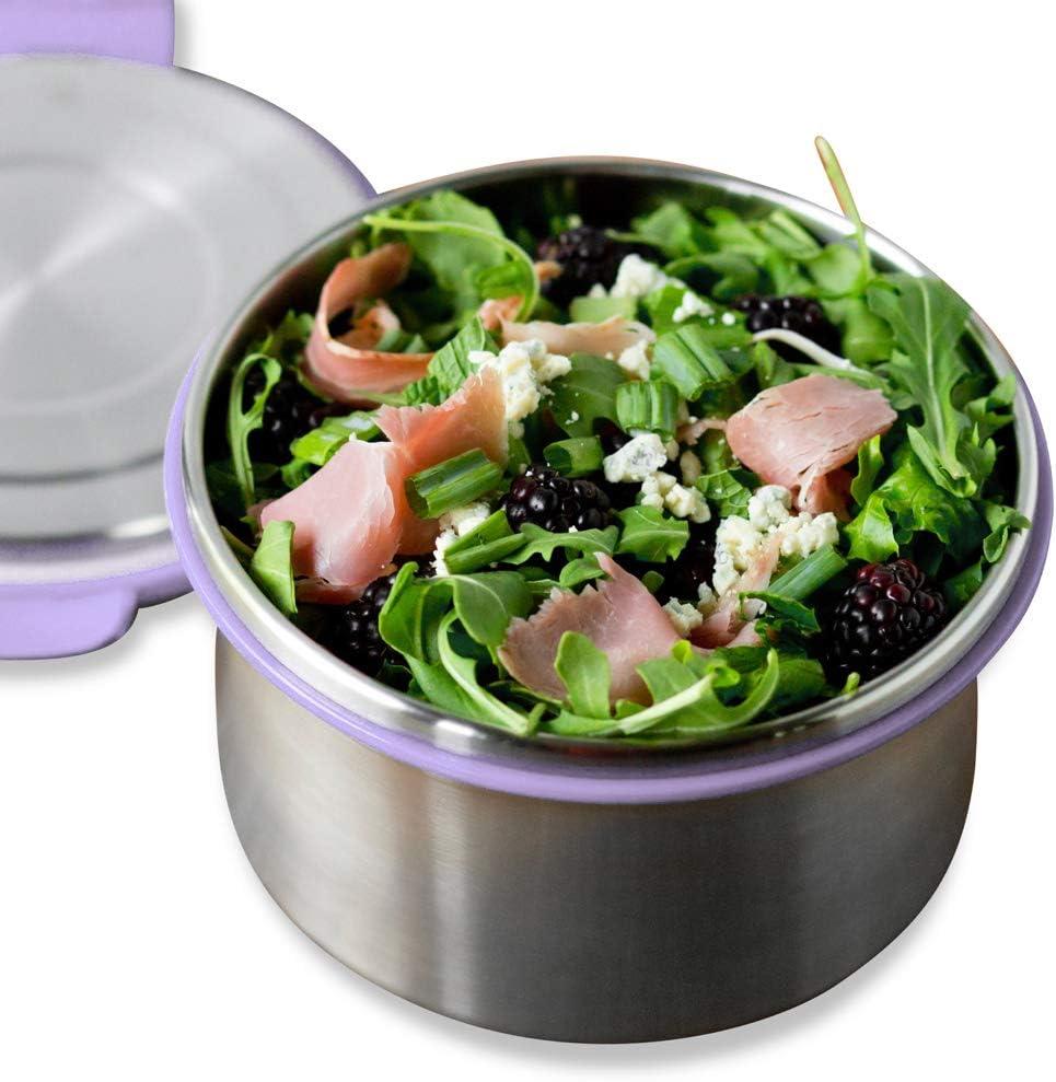 imageLunchBots Stainless Steel Salad Bowl with Click On Lid Lunch Containers Reusable Lunch Container with a 3 Cup Capacity 24oz Lavender LidLavender