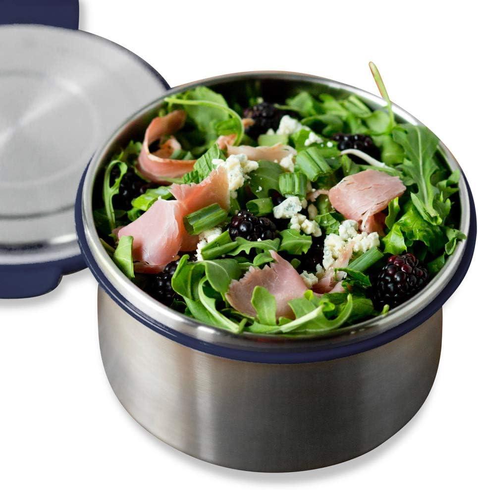 imageLunchBots Stainless Steel Salad Bowl with Click On Lid Lunch Containers Reusable Lunch Container with a 3 Cup Capacity 24oz Lavender LidNavy