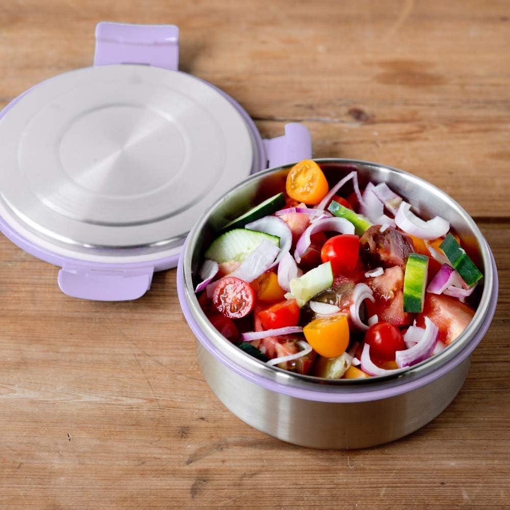 imageLunchBots Stainless Steel Salad Bowl with Click On Lid Lunch Containers for Adults and Children Reusable Lunch Container with a 4 Cup Capacity 32oz Lavender Lid