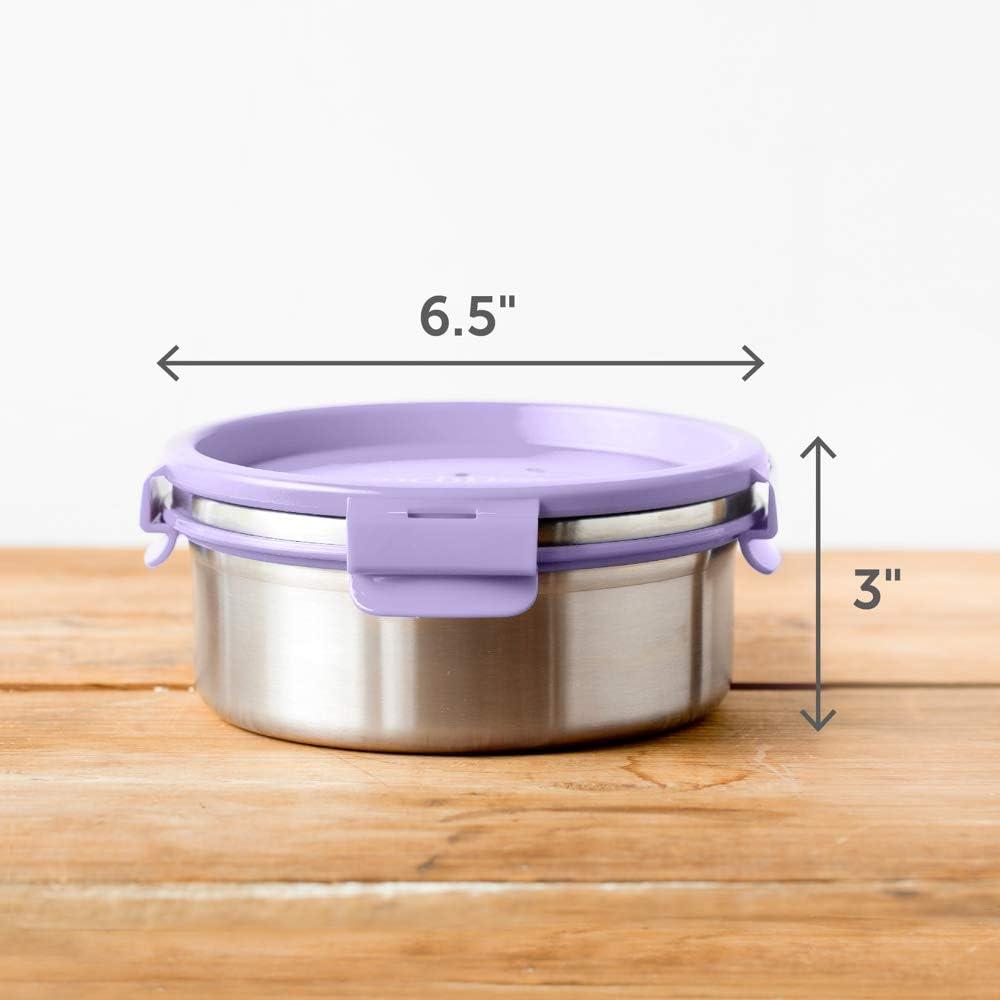 imageLunchBots Stainless Steel Salad Bowl with Click On Lid Lunch Containers for Adults and Children Reusable Lunch Container with a 4 Cup Capacity 32oz Lavender Lid