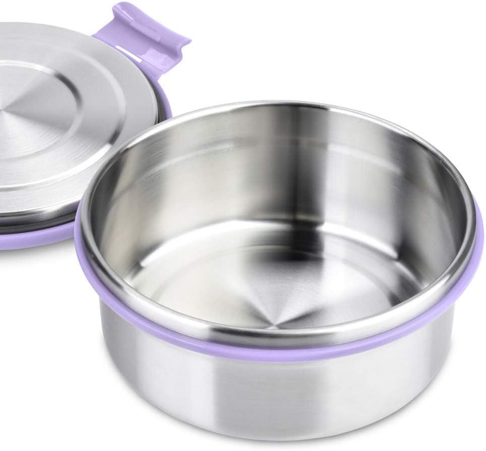 imageLunchBots Stainless Steel Salad Bowl with Click On Lid Lunch Containers for Adults and Children Reusable Lunch Container with a 4 Cup Capacity 32oz Lavender Lid