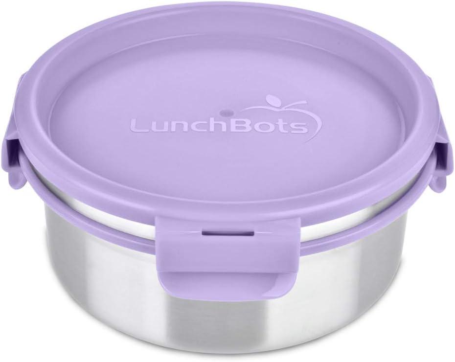 imageLunchBots Stainless Steel Salad Bowl with Click On Lid Lunch Containers for Adults and Children Reusable Lunch Container with a 4 Cup Capacity 32oz Lavender Lid