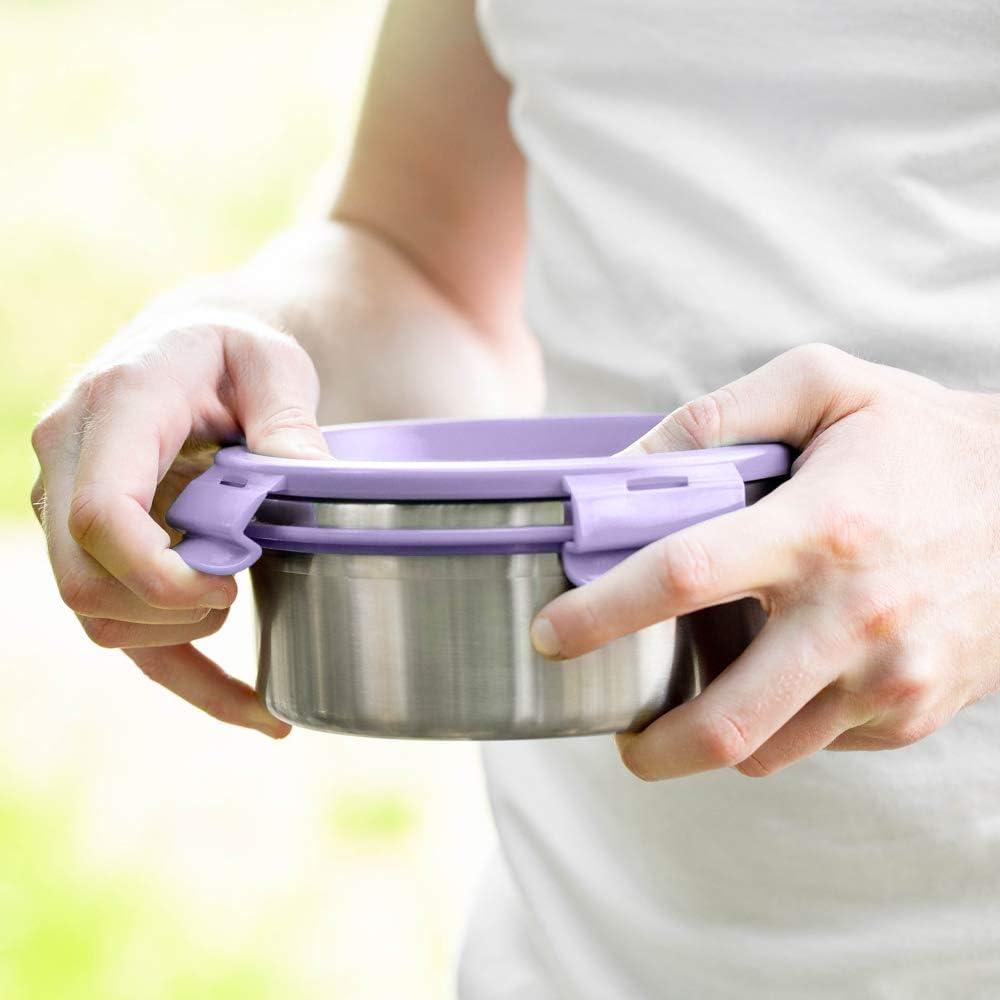 imageLunchBots Stainless Steel Salad Bowl with Click On Lid Lunch Containers for Adults and Children Reusable Lunch Container with a 4 Cup Capacity 32oz Lavender Lid