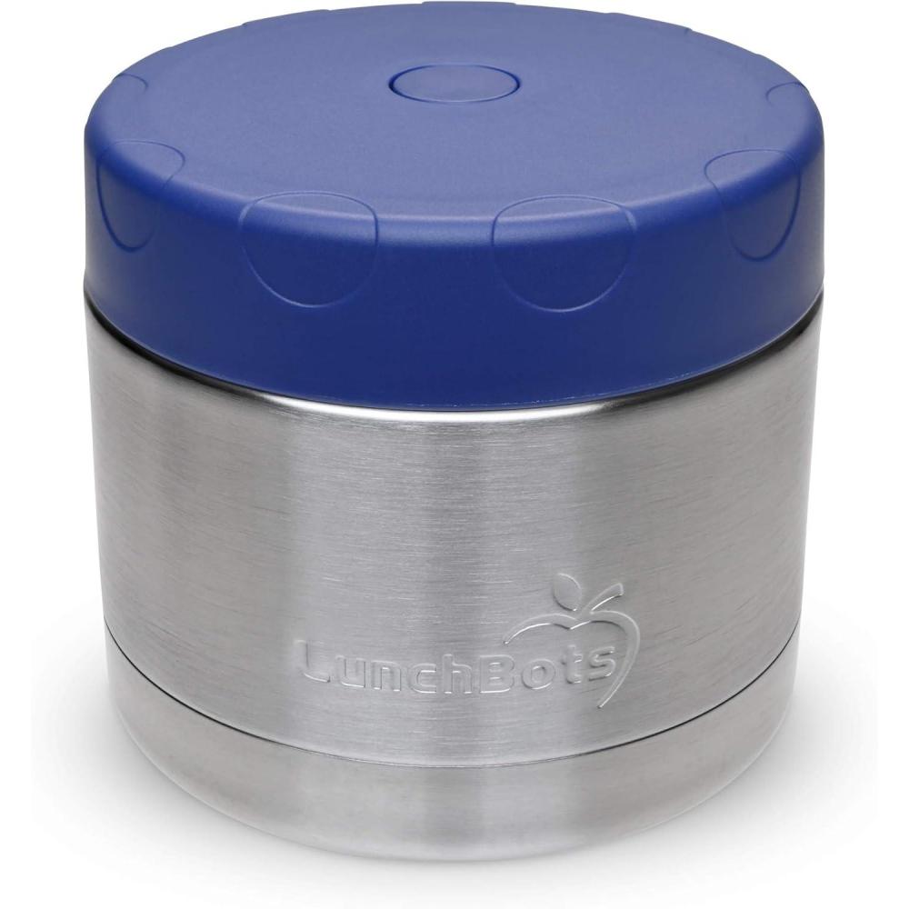 imageLunchBots 12oz Insulated Food Jar Stainless Steel Wide Mouth Container With Vented Lid Keeps Contents Hot or Cold for Hours LeakProof Portable Thermal Food Jar is Ideal for Soup Navy