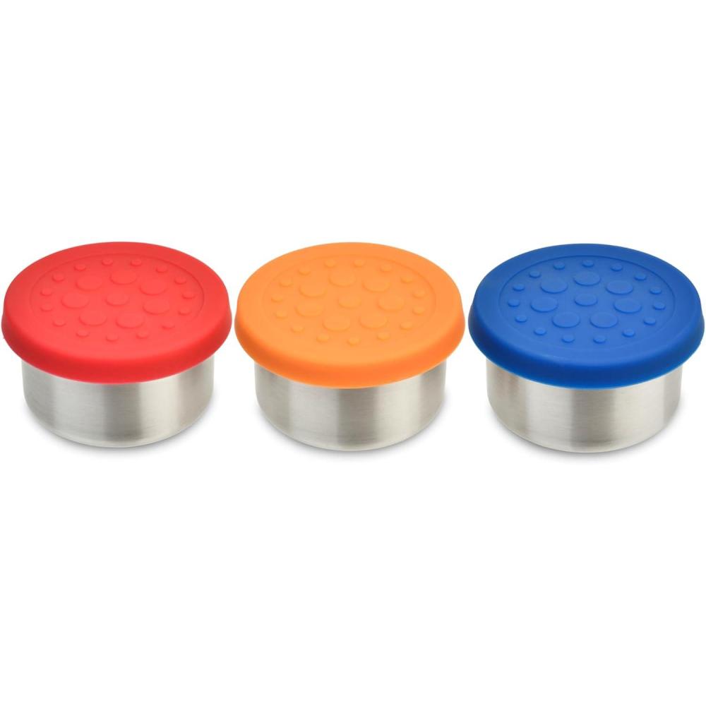 imageLunchBots 15 oz Stainless Steel Dressing Container for Condiments Dips Snacks Dipping Sauce Cups with Silicone Lid Fits in Lunch Bags and Bento Boxes  Set of 3 FloralPrimary