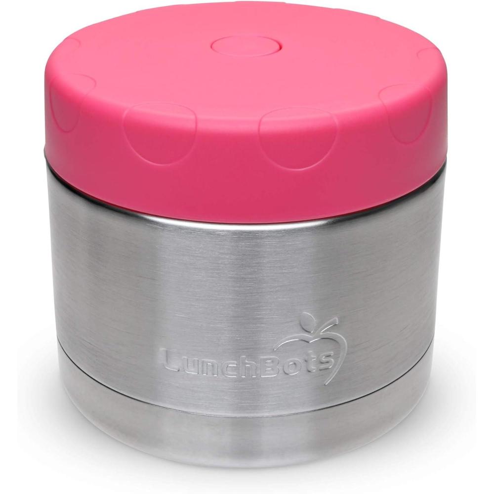 imageLunchBots 16oz thermos Stainless Steel Wide Mouth Insulated thermos With Vented Lid Keeps Food Hot or Cold for Hours LeakProof Portable Thermal Food Jar is Ideal for Soup 16 ounce AquaPink