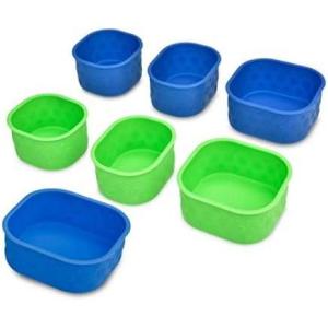 LunchBots Silicone Bento Cups Set – Accessories Designed to Fit in Medium and Large Bento Lunch Boxes – 7 Pieces – Blue/Aqua
