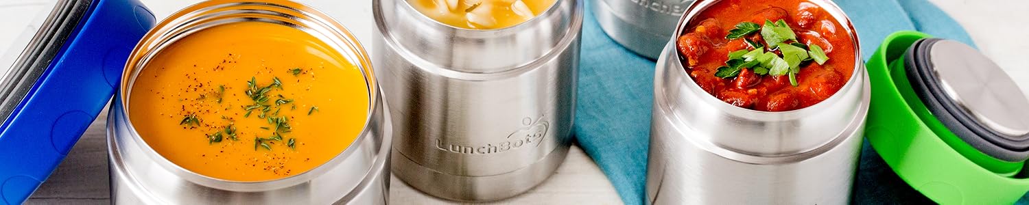 LunchBots Authorized Store – Stainless Steel Lunch Box – Five-Compartment Design, Holds a Variety of Foods – Metal Bento Box – Machine Washable