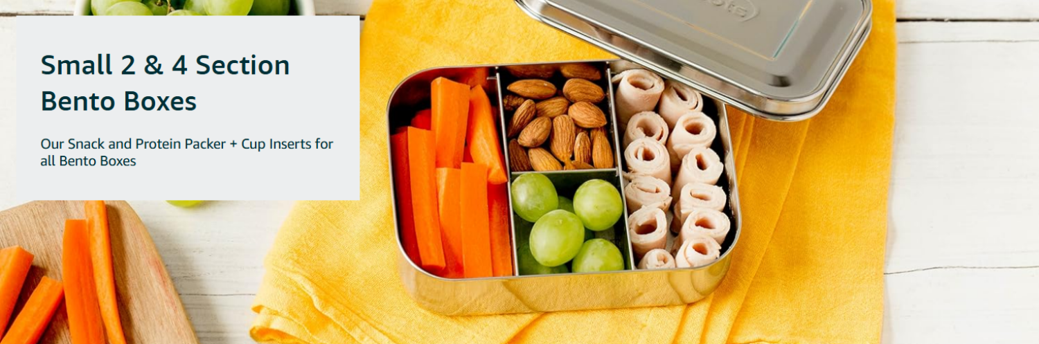 LunchBots Authorized Store – Stainless Steel Lunch Box – Five-Compartment Design, Holds a Variety of Foods – Metal Bento Box – Machine Washable
