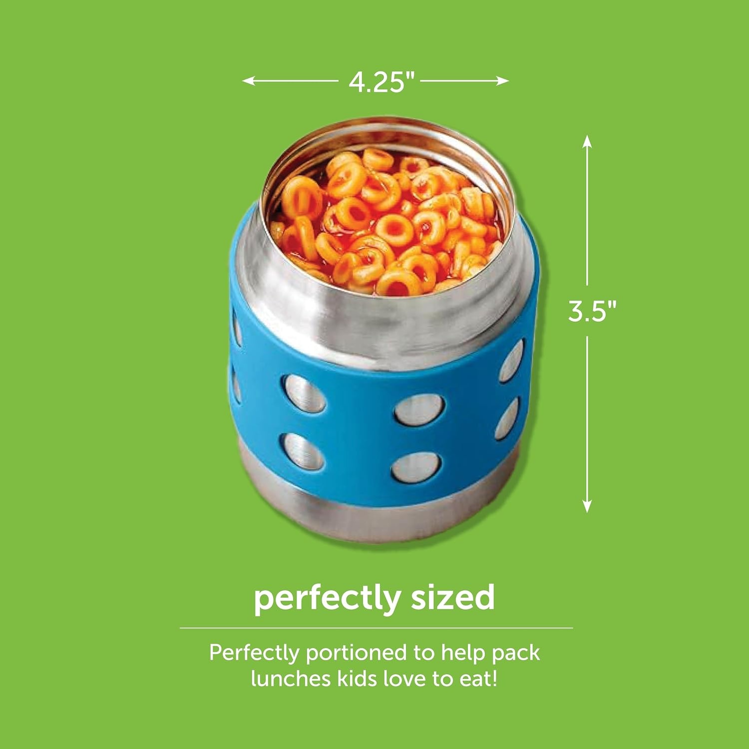 image:imageLunchBots Thermal 8 oz Insulated Stainless Food Jar Aqua DotsAquaNavy