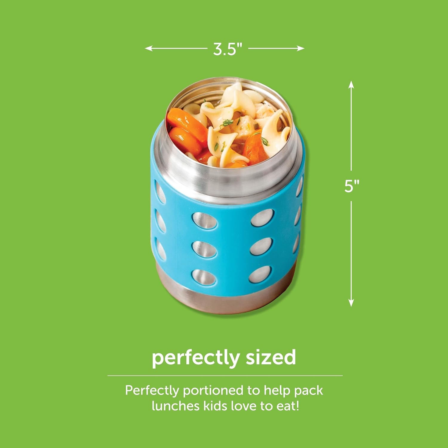 image:imageLunchBots Thermal 8 oz Insulated Stainless Food Jar Aqua DotsAquaNavy