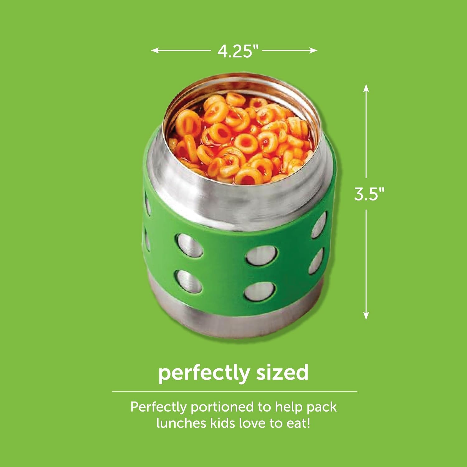 image:imageLunchBots Thermal 8 oz Insulated Stainless Food Jar Aqua DotsGreen