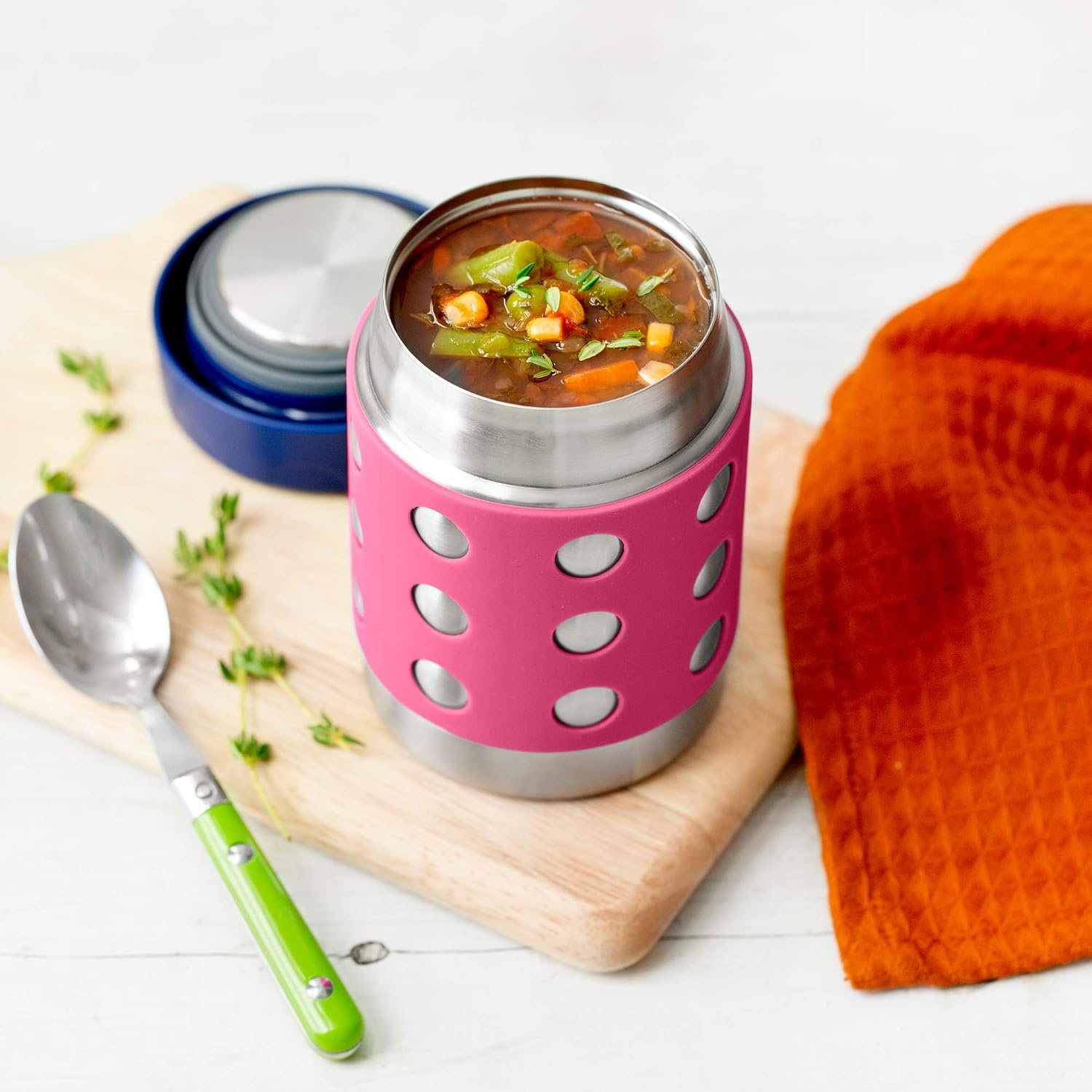 image:imageLunchBots Thermal 8 oz Insulated Stainless Food Jar Aqua DotsPinkNavy