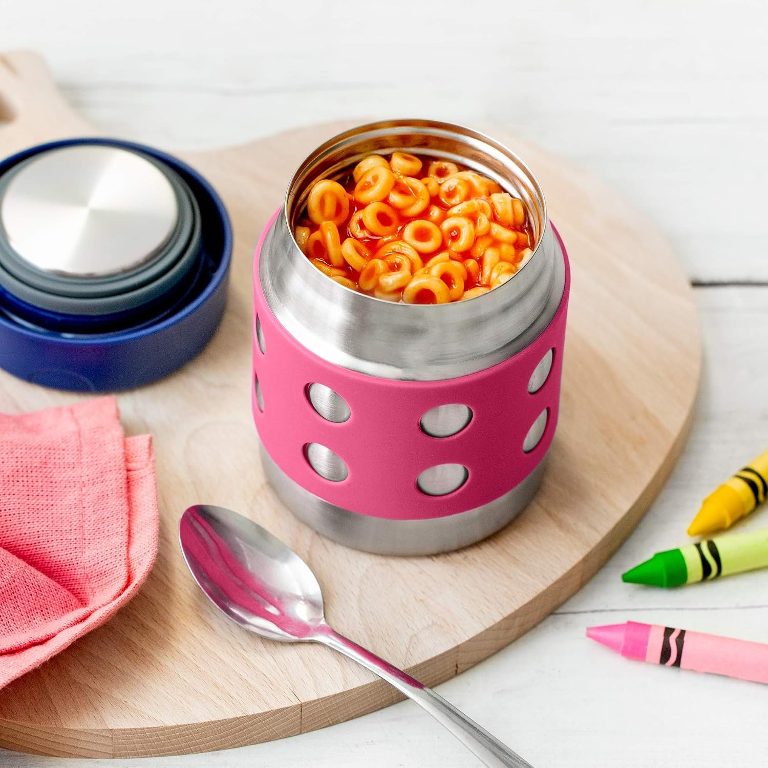 image:imageLunchBots Thermal 8 oz Insulated Stainless Food Jar Aqua DotsPinkNavy