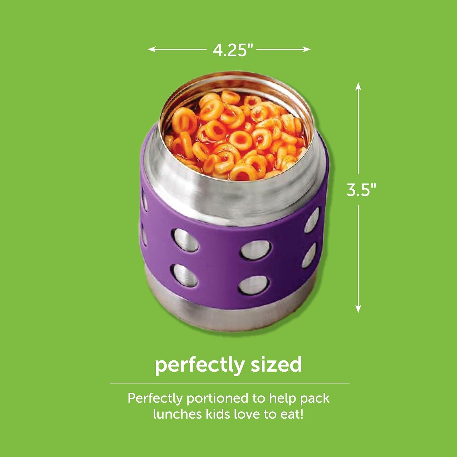 image:imageLunchBots Thermal 8 oz Insulated Stainless Food Jar Aqua DotsPurpleNavy