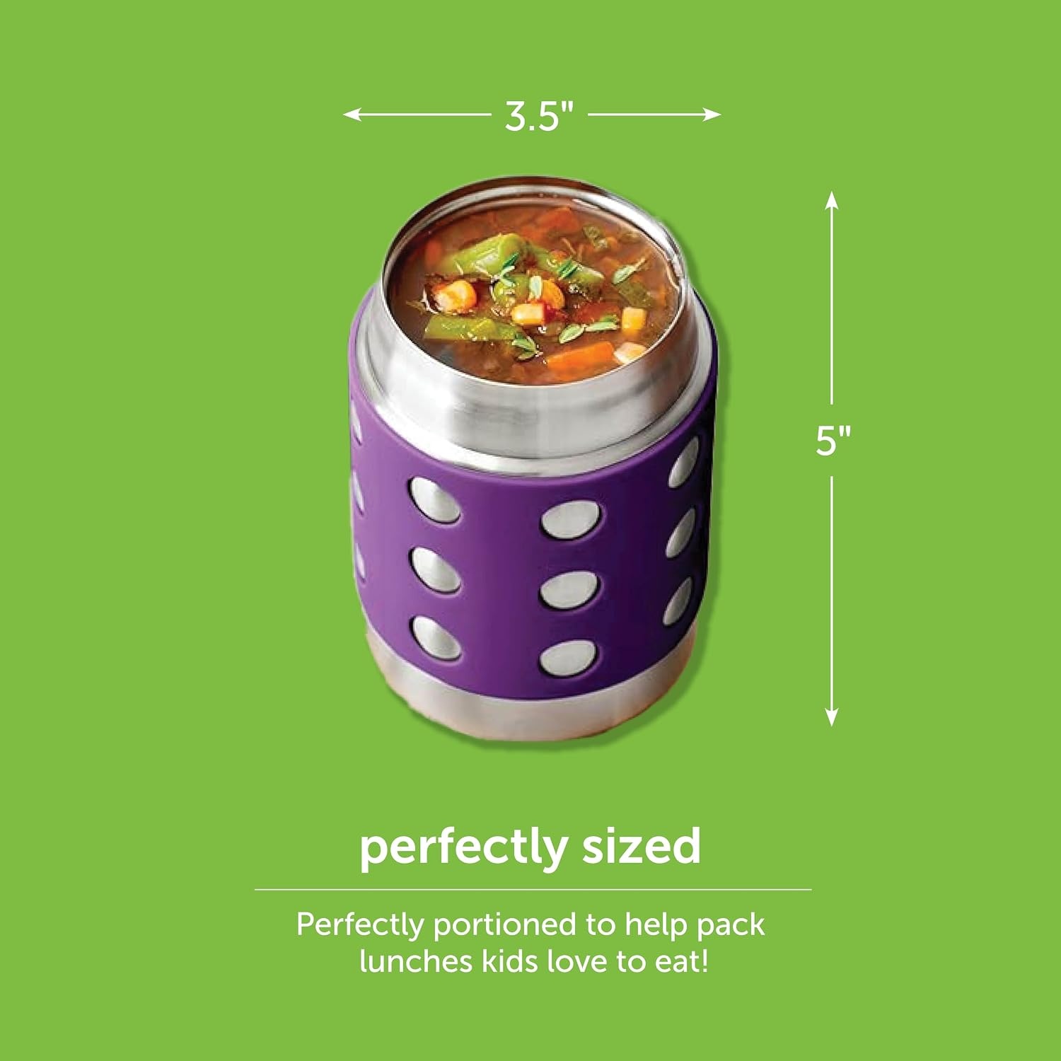 image:imageLunchBots Thermal 8 oz Insulated Stainless Food Jar Aqua DotsPurpleNavy