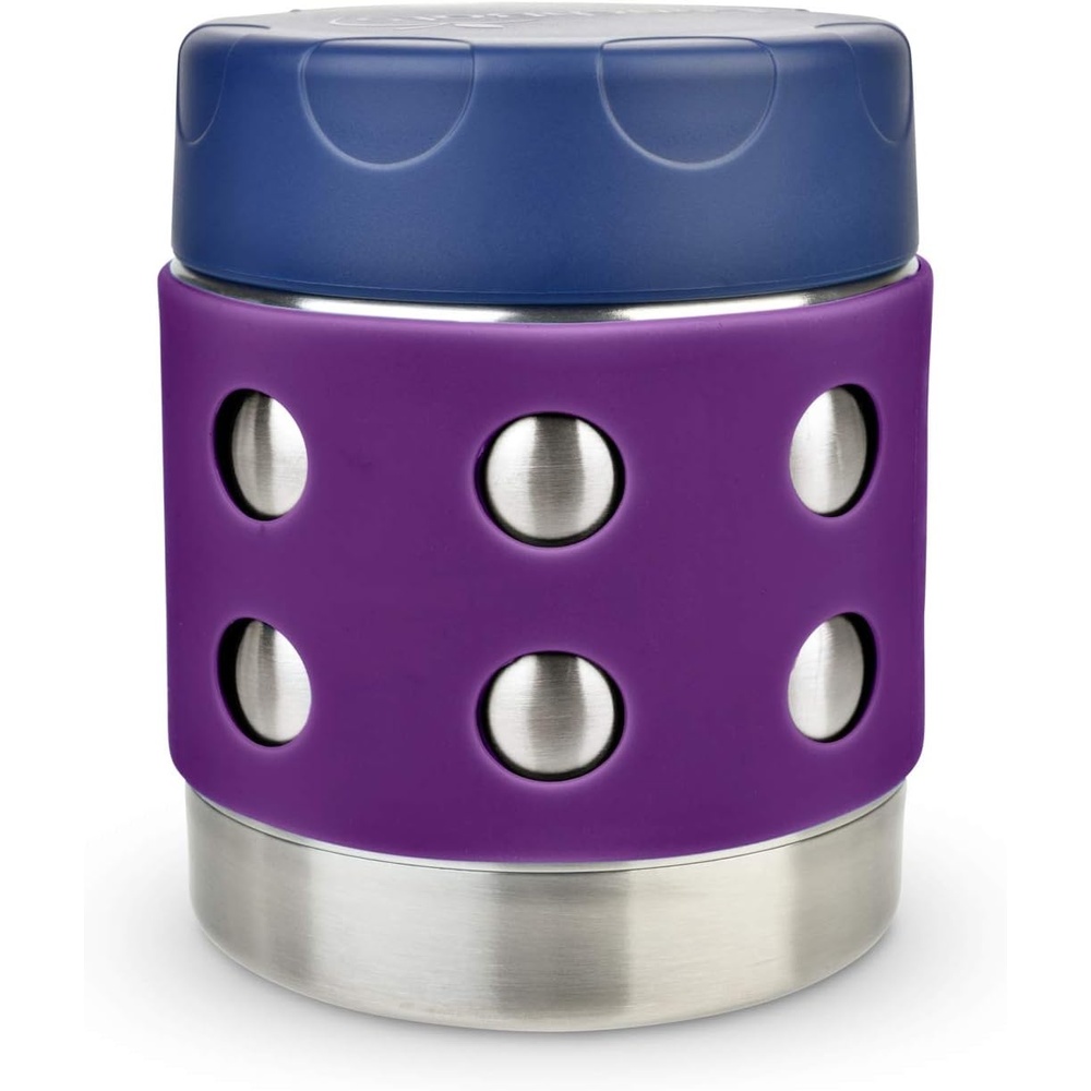 image:imageLunchBots Thermal 8 oz Insulated Stainless Food Jar Aqua DotsPurpleNavy
