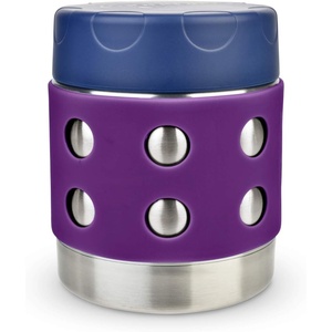 LunchBots Thermal 8 oz Insulated Stainless Food Jar Aqua Dots(Purple-Navy)